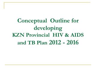 Conceptual Outline for developing KZN Provincial HIV &amp; AIDS and TB Plan 2012 - 2016