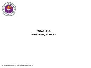 “ANALISA Duwi Lestari, 20204286