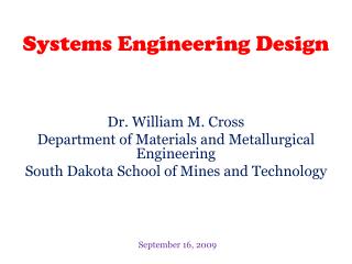 Systems Engineering Design