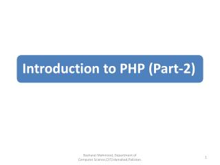 Setting the environment Overview of PHP Constants and Variables in PHP