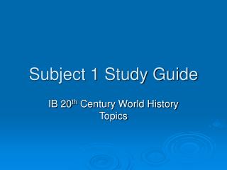 Subject 1 Study Guide