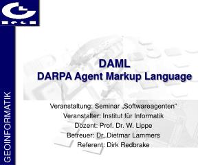 DAML DARPA Agent Markup Language