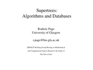 Supertrees: Algorithms and Databases