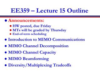 EE359 – Lecture 15 Outline