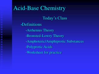 Acid-Base Chemistry