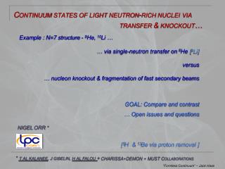 Continuum states of light neutron- rich nuclei via transfer &amp; knockout…