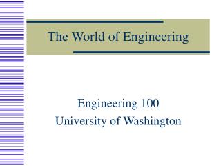 The World of Engineering