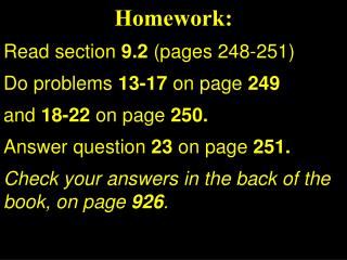 Homework: