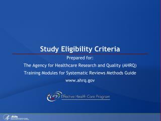 Study Eligibility Criteria