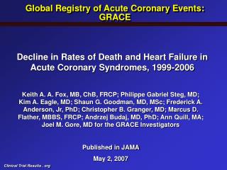 Decline in Rates of Death and Heart Failure in Acute Coronary Syndromes, 1999-2006