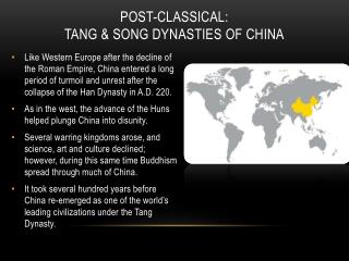 Post-classical: tang & Song dynasties of china
