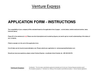 APPLICATION FORM - INSTRUCTIONS