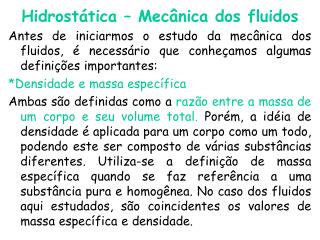 Hidrostática – Mecânica dos fluidos