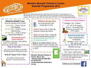 Wiltshire Wildlife Trust Summer activities at the Centre