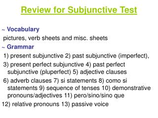 Review for Subjunctive Test