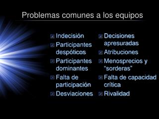 Problemas comunes a los equipos