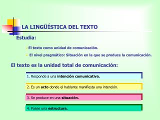 LA LINGÜÍSTICA DEL TEXTO