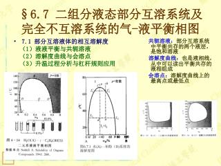 §6.7 二组分液态部分互溶系统及完全不互溶系统的气 - 液平衡相图