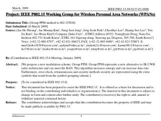 Project: IEEE P802.15 Working Group for Wireless Personal Area Networks (WPANs)