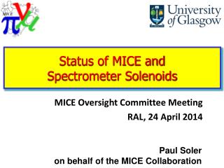 Status of MICE and Spectrometer Solenoids