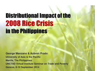 Distributional Impact of the 2008 Rice Crisis in the Philippines