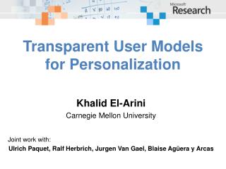 Transparent User Models for Personalization