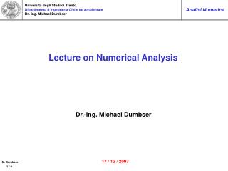 Lecture on Numerical Analysis