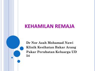 KEHAMILAN REMAJA