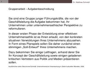 Gruppenarbeit – Aufgabenbeschreibung