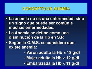 CONCEPTO DE ANEMIA