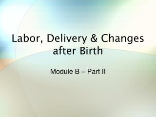 Labor, Delivery &amp; Changes after Birth