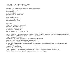 GRADE 4 MUSIC VOCABULARY