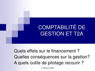 COMPTABILITÉ DE GESTION ET T2A