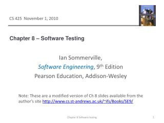 Chapter 8 – Software Testing