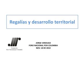 Regalías y desarrollo territorial