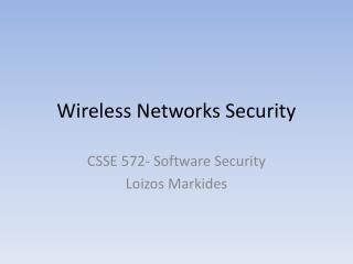 Wireless Networks Security