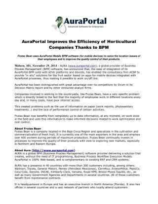 AuraPortal Improves the Efficiency of Horticultural Companie