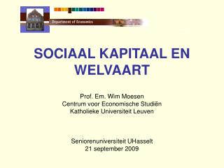 SOCIAAL KAPITAAL EN WELVAART