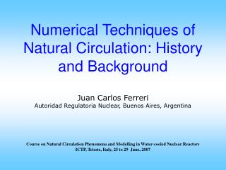 CONTENTS Purpose of this presentation and introductory remarks On numerical methods