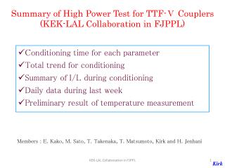 Summary of High Power Test for TTF-Ⅴ Couplers (KEK-LAL Collaboration in FJPPL)