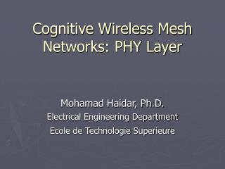 Cognitive Wireless Mesh Networks: PHY Layer