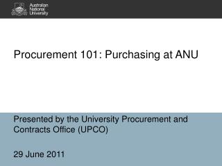 Procurement 101: Purchasing at ANU
