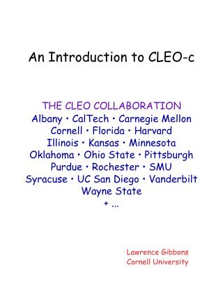 An Introduction to CLEO-c