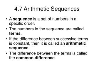 4.7 Arithmetic Sequences