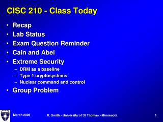 CISC 210 - Class Today