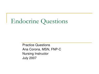 Endocrine Questions