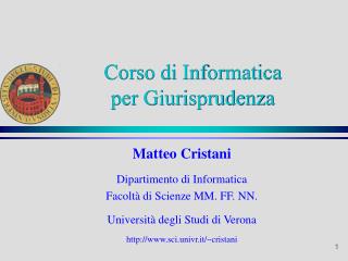 Corso di Informatica per Giurisprudenza