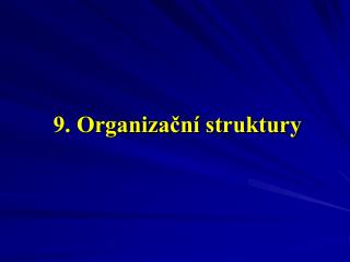 9. Organizační struktury