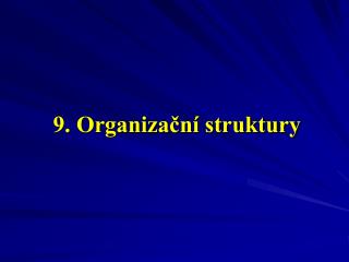 9. Organizační struktury