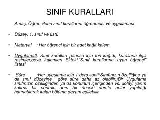 SINIF KURALLARI